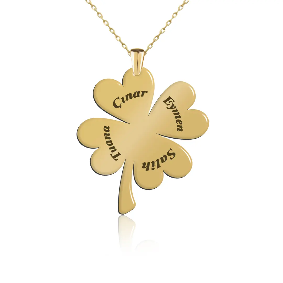 Personalized 4 Leaf Clover Silver Necklace