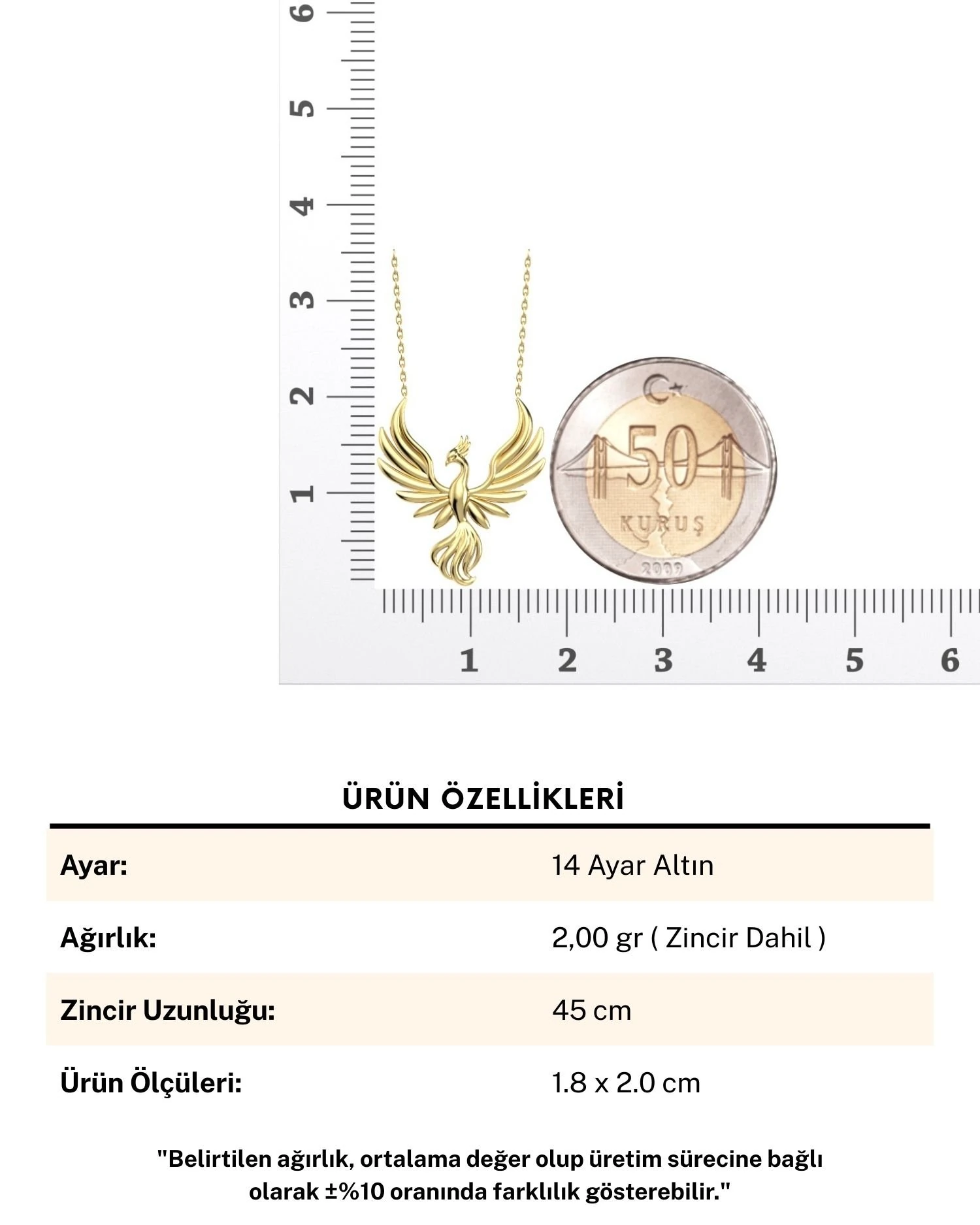 Sade Anka Kuşu 14 Ayar Altın Kolye