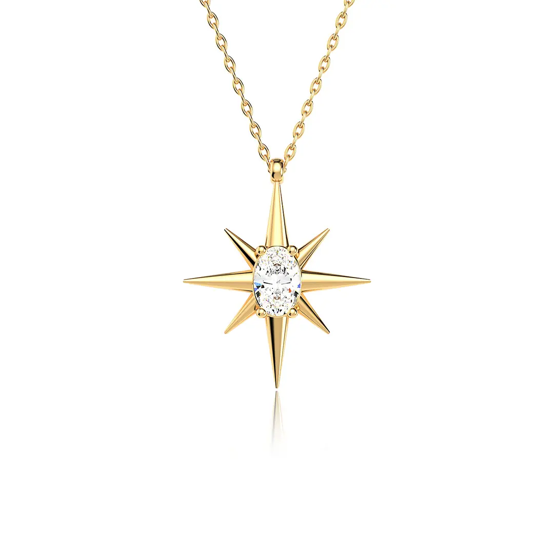 Polar Star Single Stone Gold Plated Silver Necklace