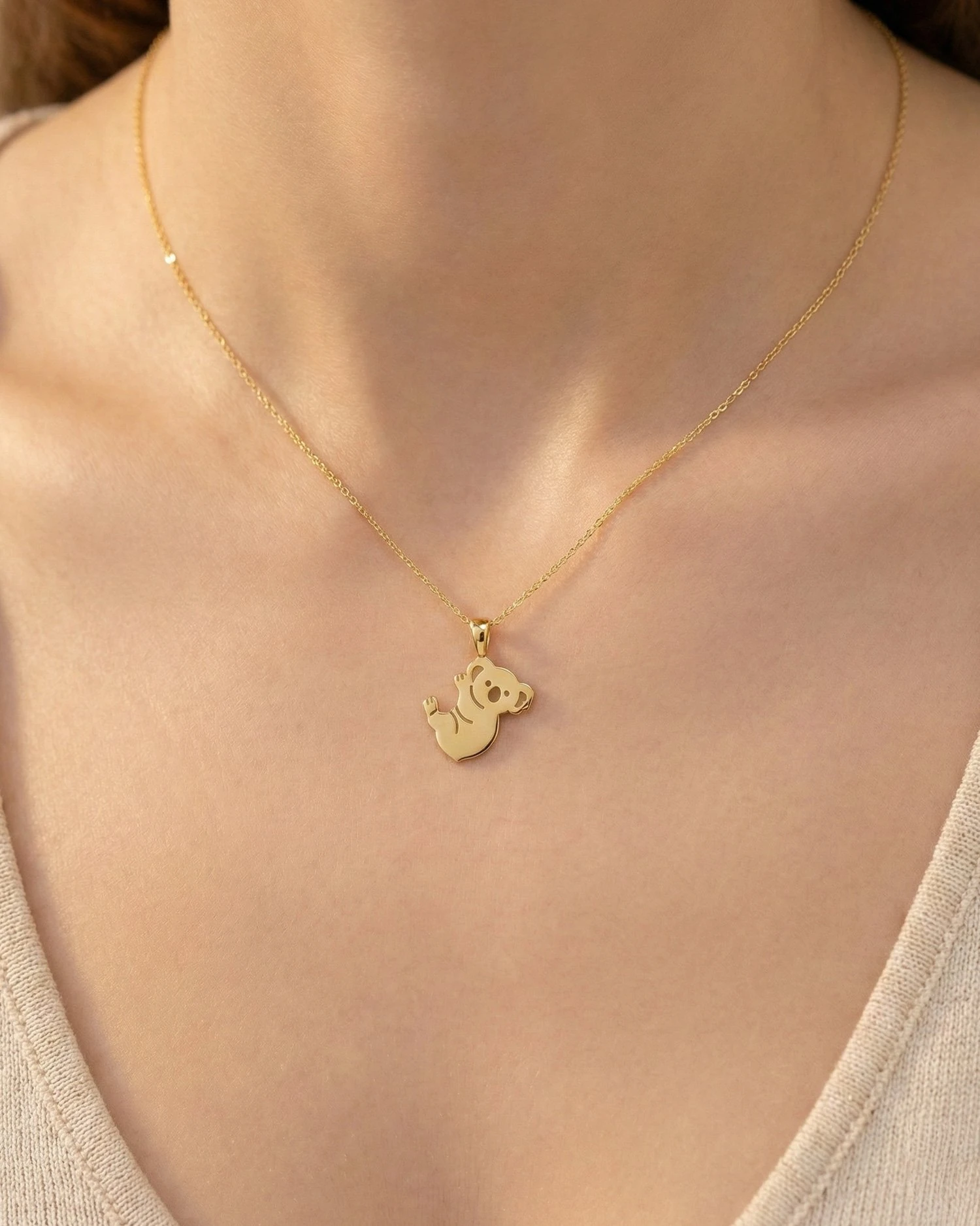 Sade Koala 14 Ayar Altın Kolye