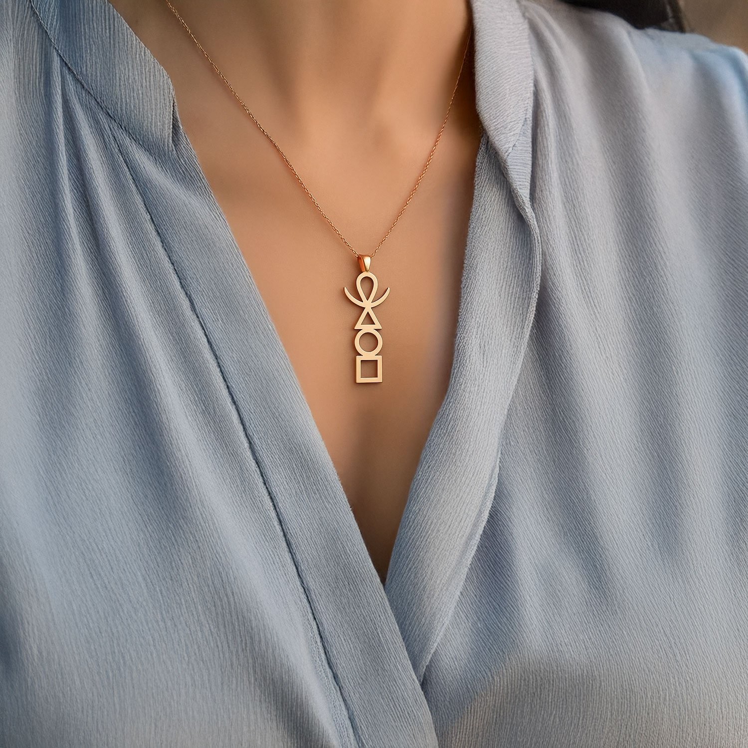 Sade Dört Element Rose Gümüş Kolye