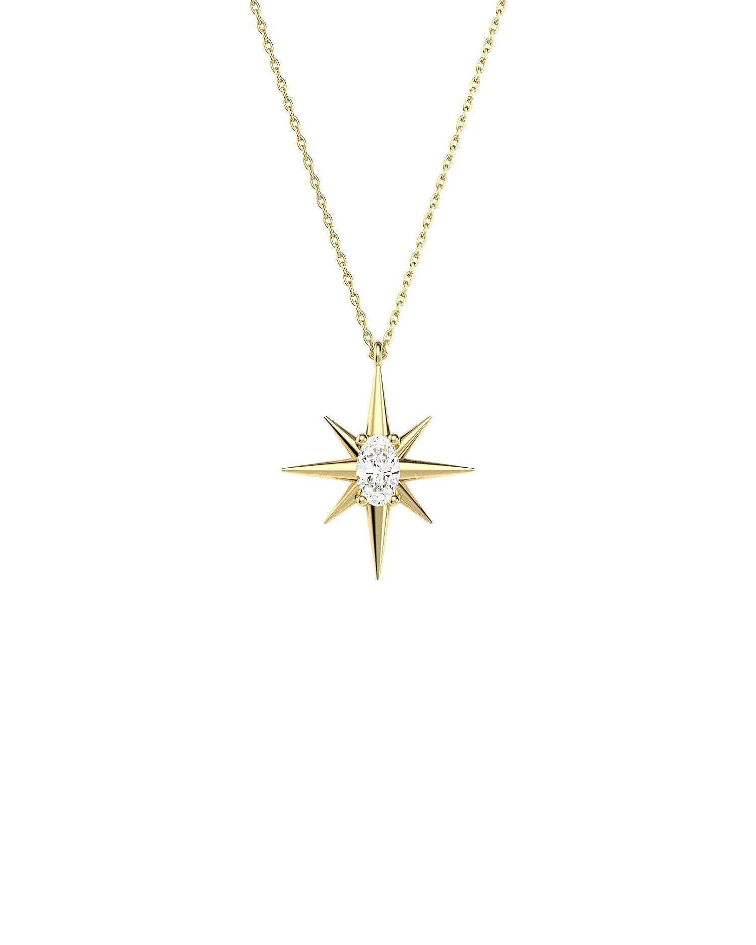 Kuzey Yıldızı Tek Taş 14 Ayar Altın Kolye