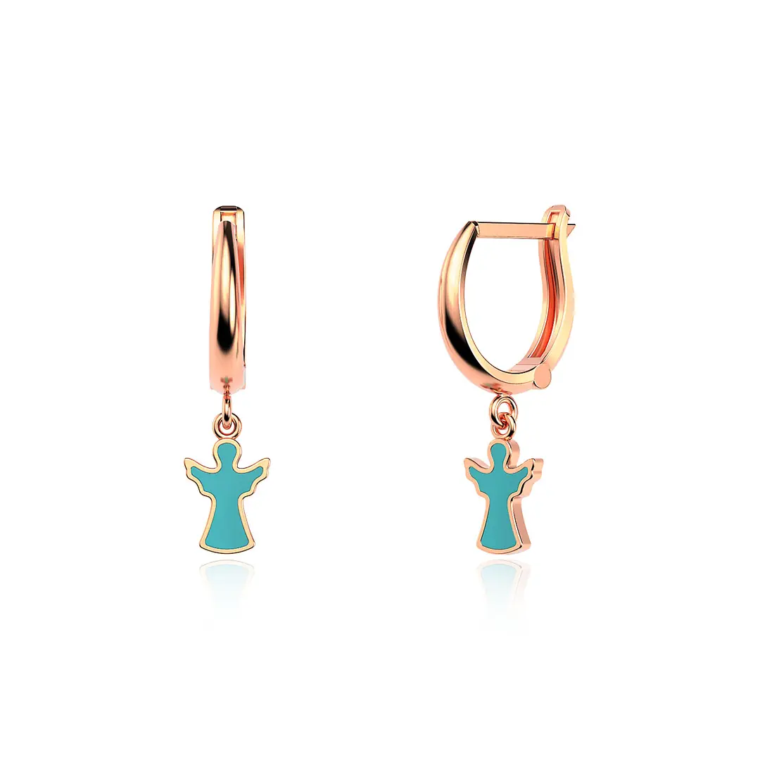 Enamel Melek Rose Silver Earrings