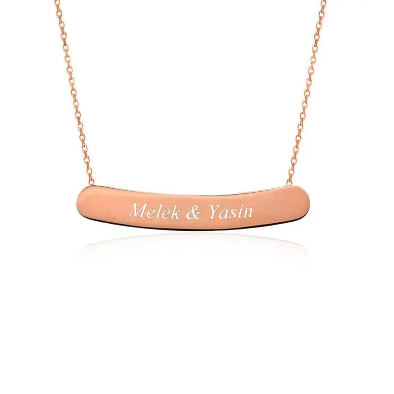 Personalized Yatay Plaque Silver Necklace