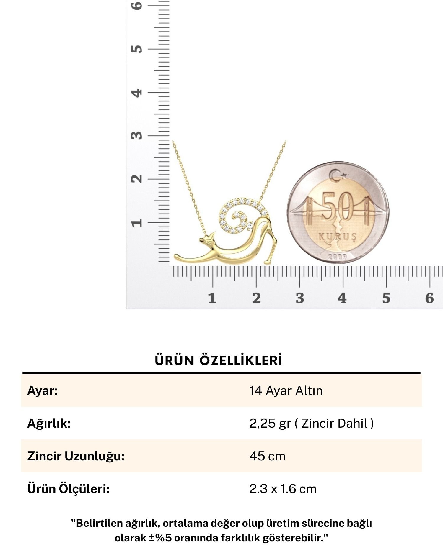 Tembel Kedi 14 Ayar Altın Kolye