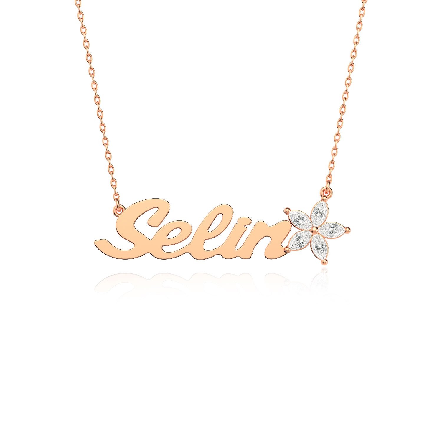 Lotus Çiçeği İsimli Rose Gümüş Kolye
