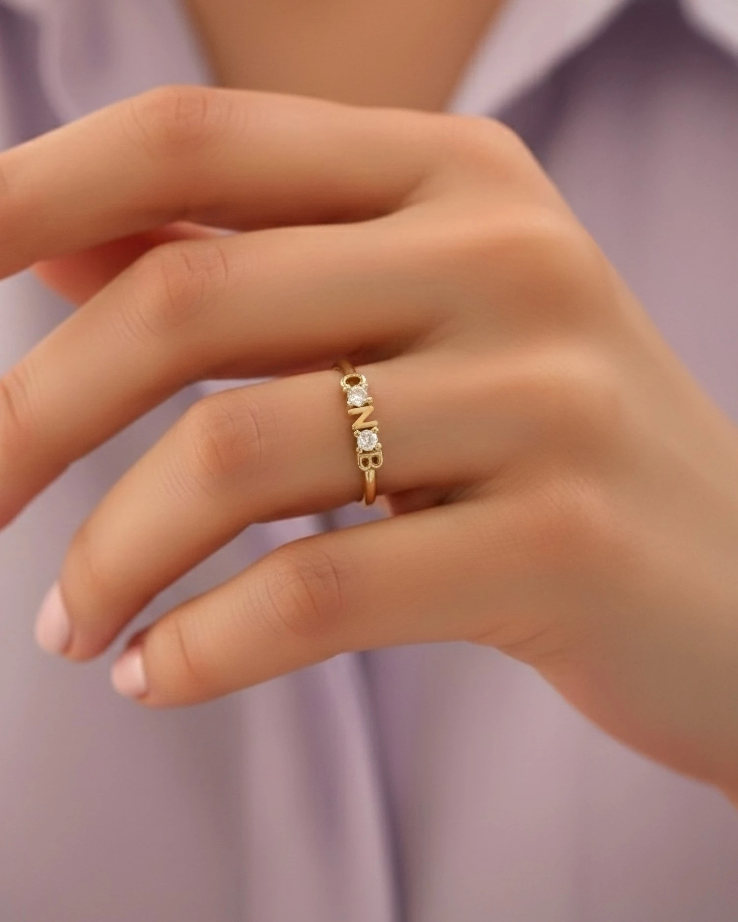 Minik Tek Taş Üç Harfli 14 Ayar Altın Yüzük