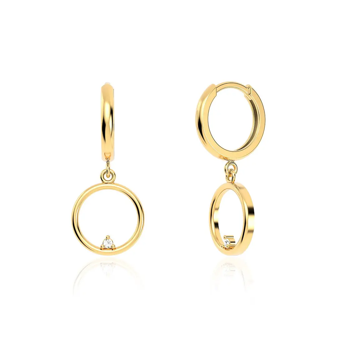Small Round Frame Gold Plated Silver Earrings