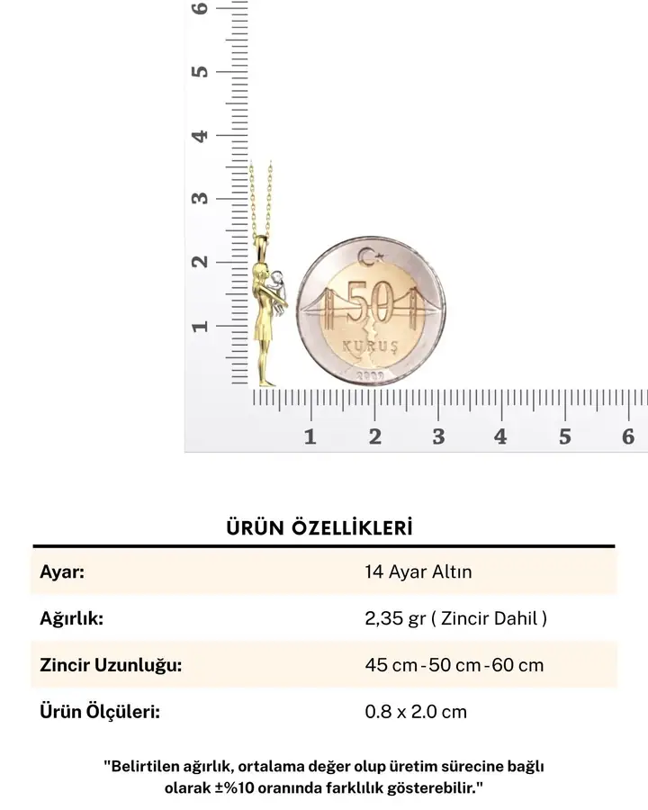Sonsuz Bağ Anne Bebek 14 Ayar Altın Kolye
