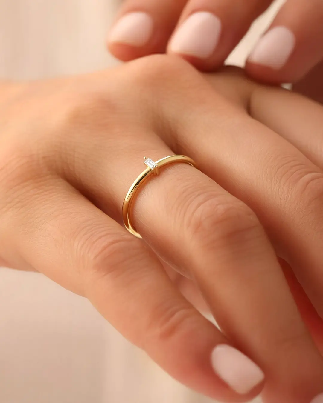Mini Baguette 14 K Gold Ring
