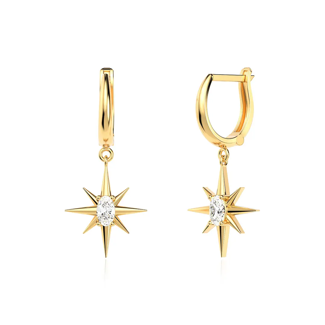 Polar Star Single Stone Gold Plated Silver Earrings