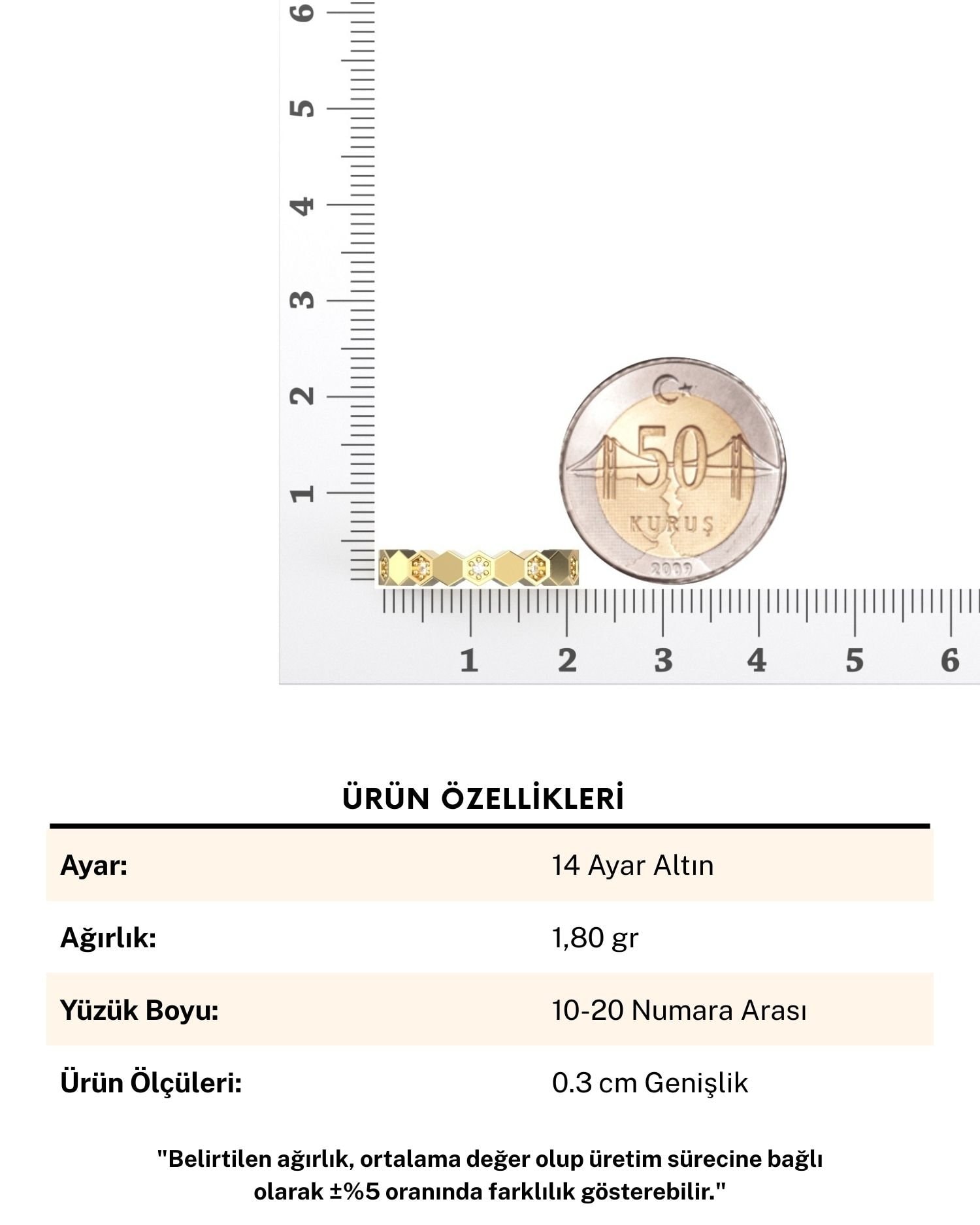 Petek Motifli 14 Ayar Altın Yüzük