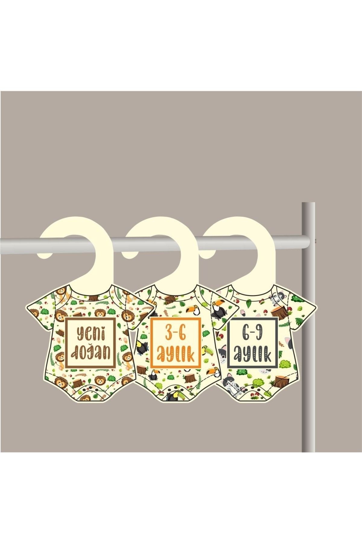 Bebek Çocuk Dolap Organizer Bebek Kıyafet Ayırıcı Askılık Ayraç 0- 24 Aylık Anı Kartları 7 Adet Askı