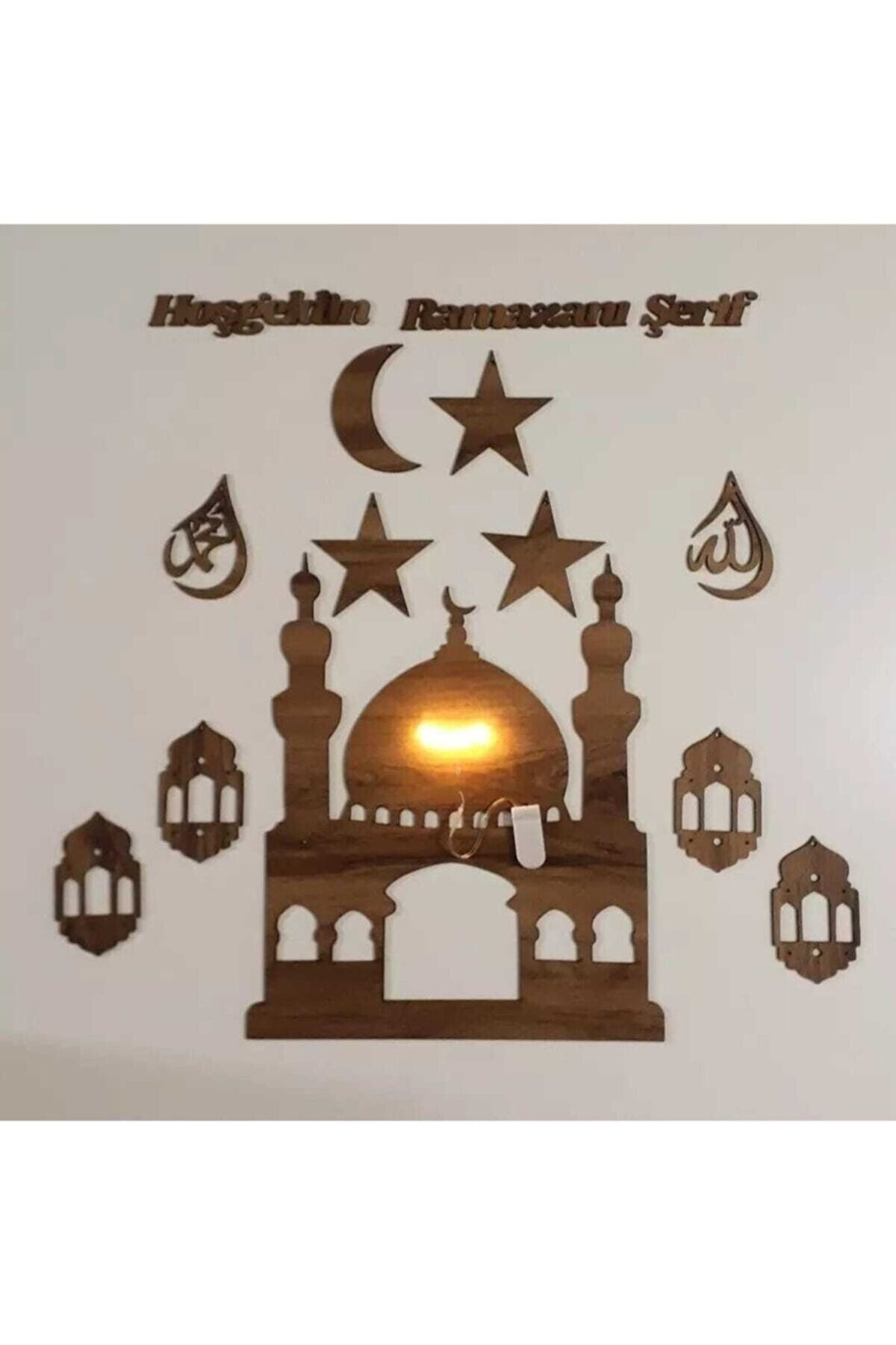 Ahşap Işıklı Ramazan Süsü Hoşgeldin Ramazan I Şerif