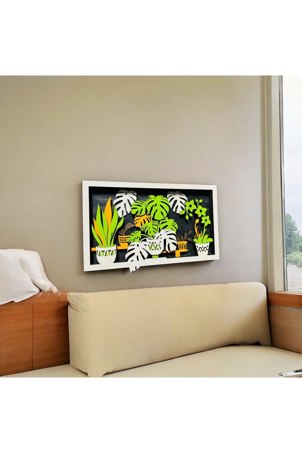 Monstera Deliciosa Deve Tabanı Bitkisi Tablo 6 Katmanlı Mandala Tablo