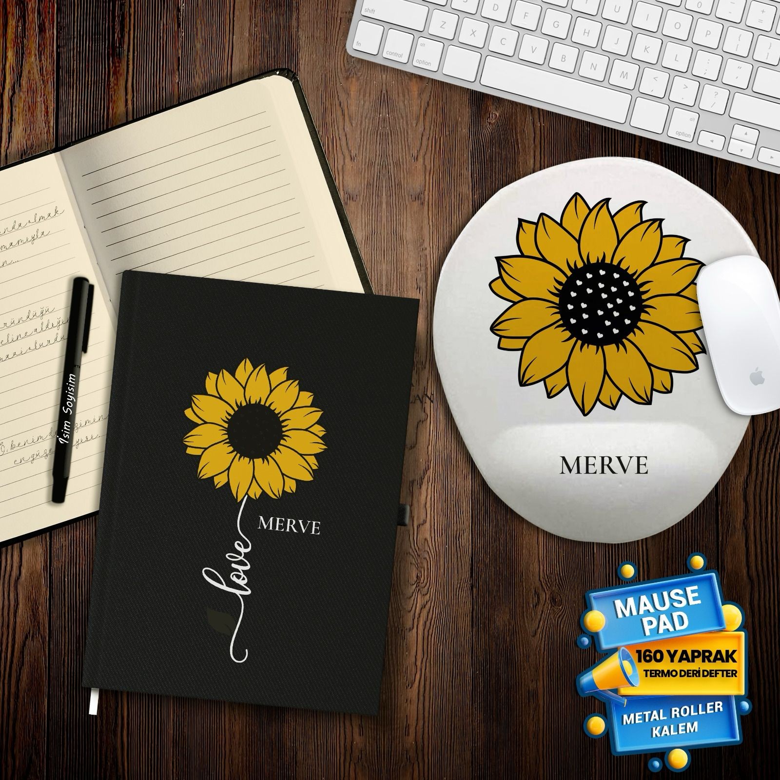 Kişiye Özel Defter Kalem Mousepad Hediye Seti