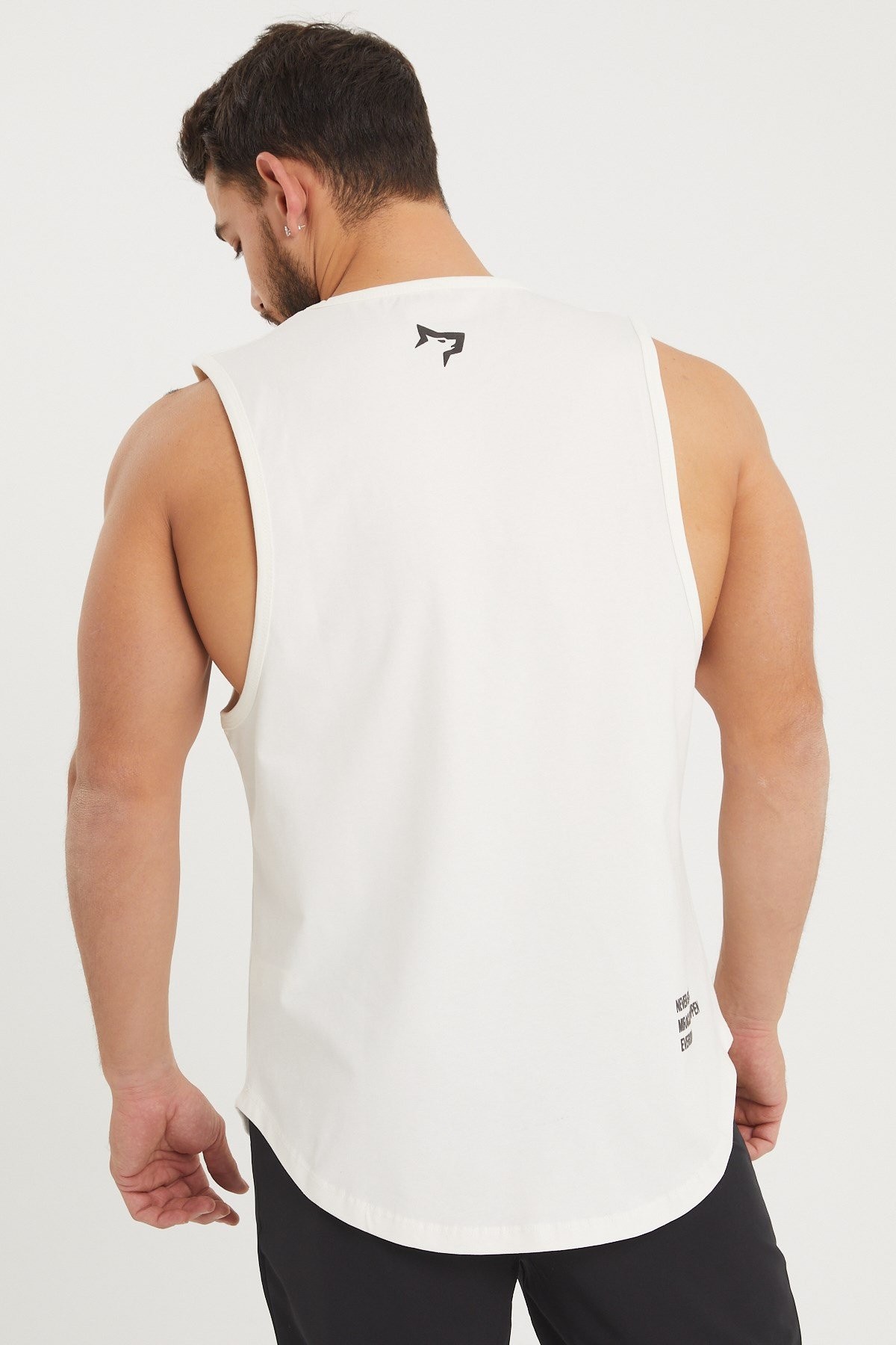 Gymwolves Erkek Kolsuz T-Shirt | Erkek Spor T-shirt | Krem | Workout Tanktop |
