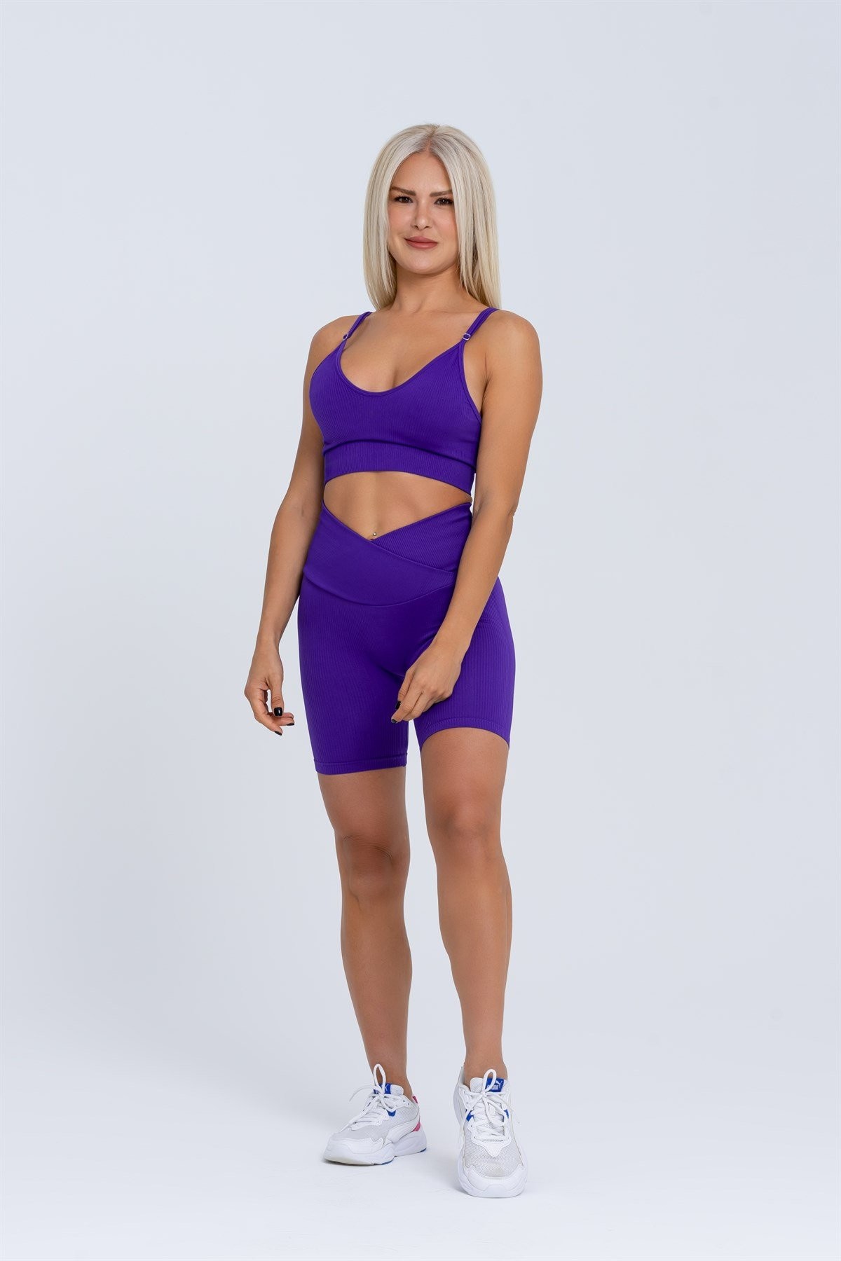 Gymwolves Dikişsiz Spor Sütyeni | Mor | Seamles Bras | Fitilli Model |