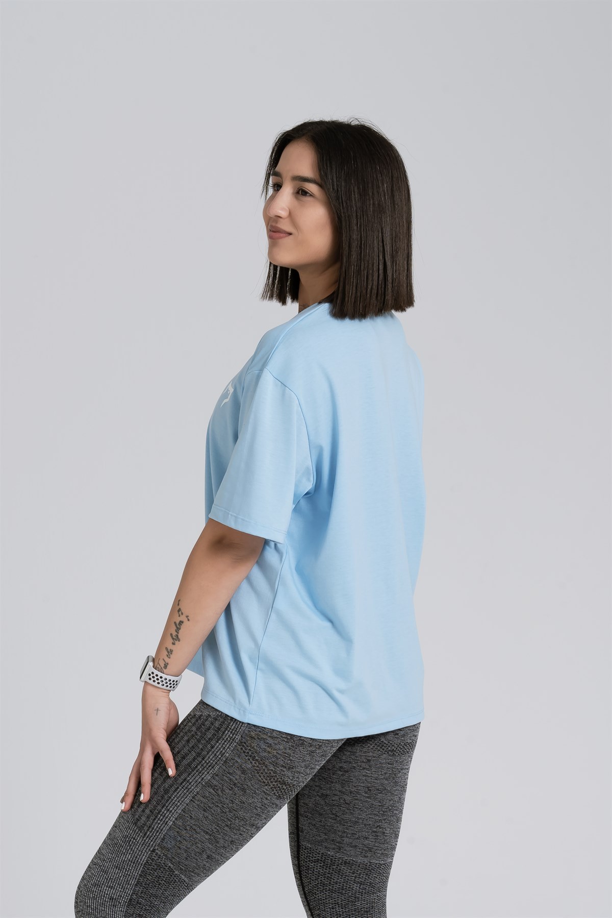Gymwolves Oversize Kadın T-Shirt | Light Blue | Cotton Serisi |