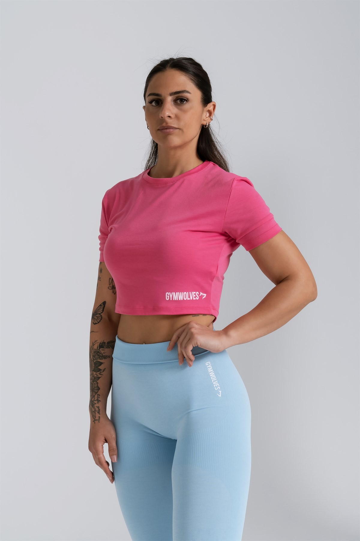 Gymwolves Kadın Body Crop Tops | Fuşya | Cotton Serisi |