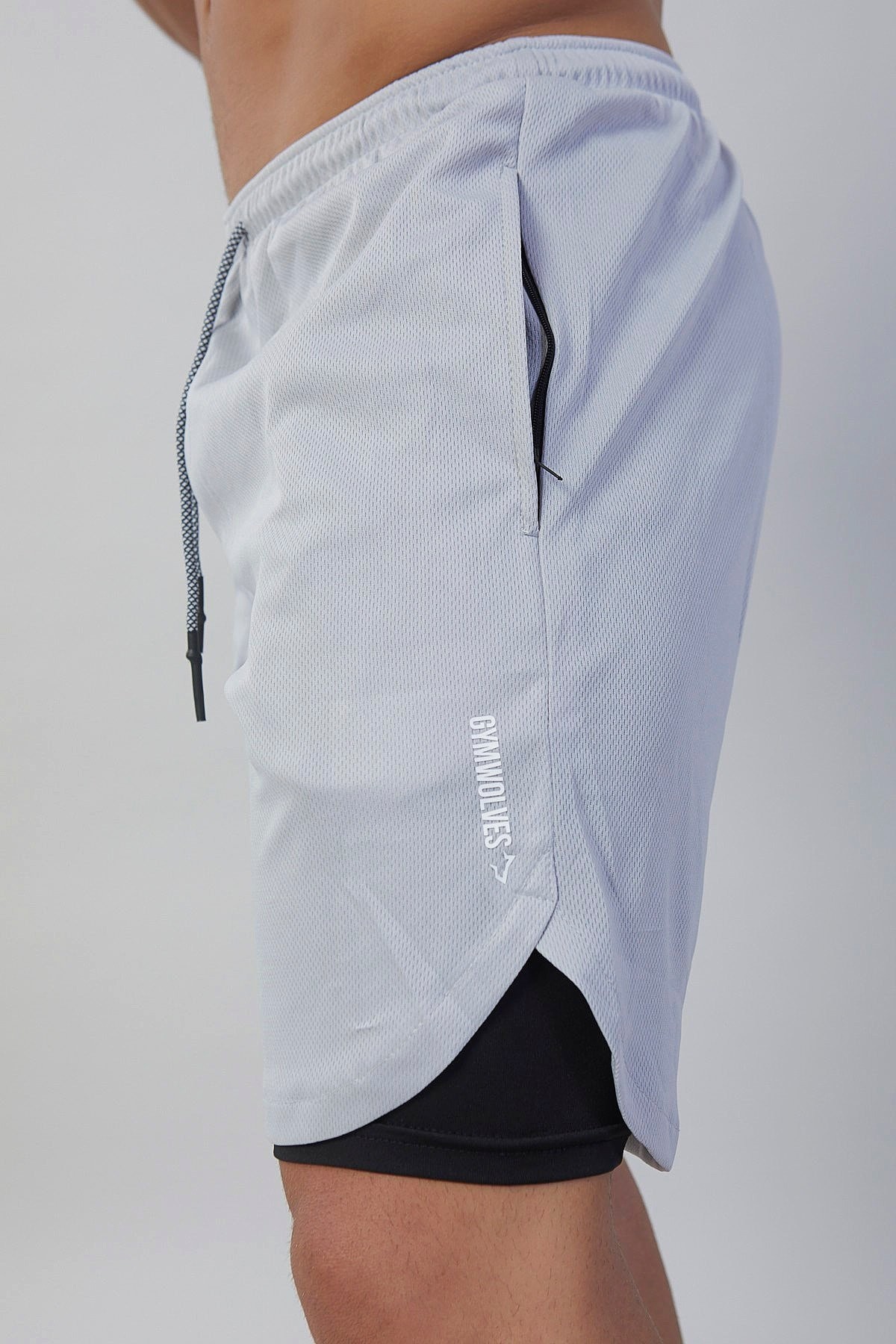 Gymwolves Erkek Spor Şort Çift Katmanlı | Açık Gri | Comfortable Serisi |