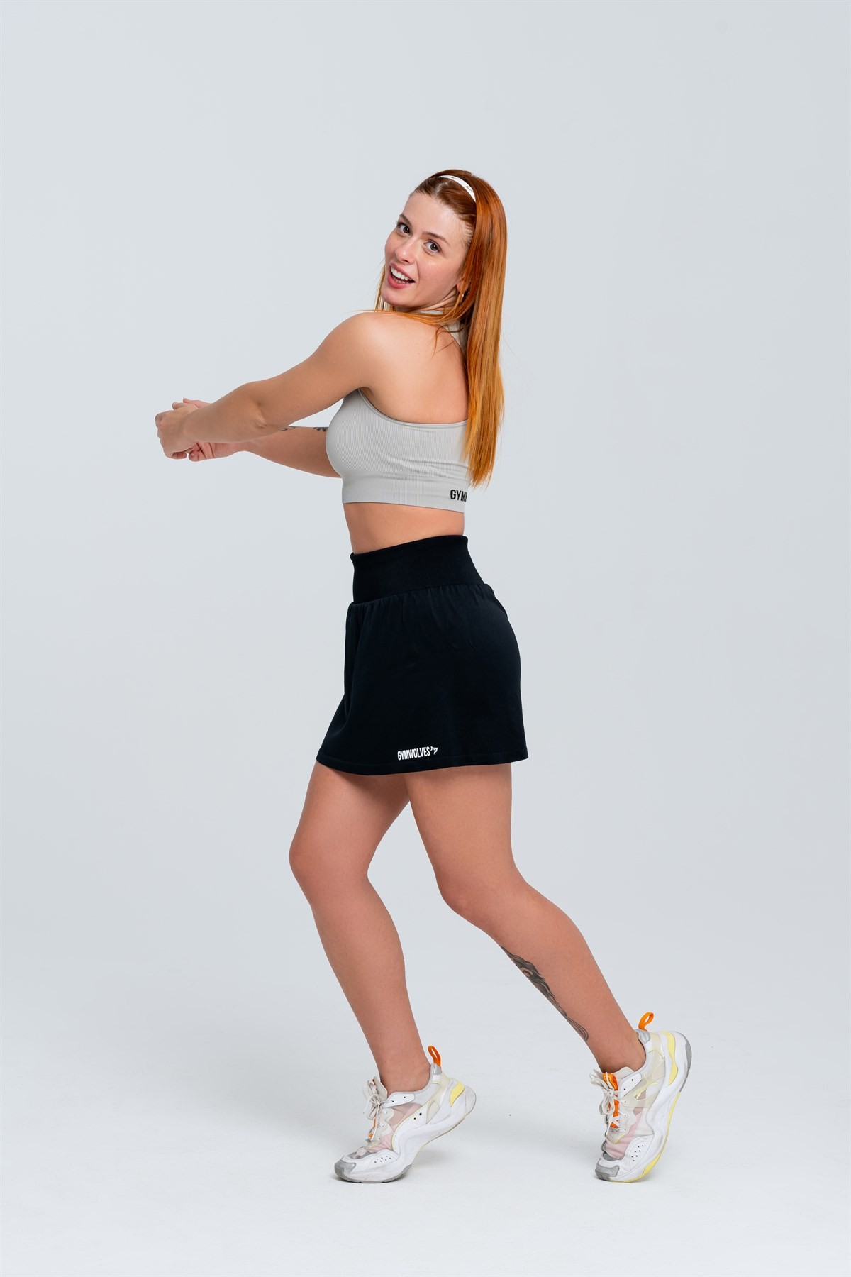 Gymwolves Spor Tennis Etek | Siyah | Seamless Short Skirt |