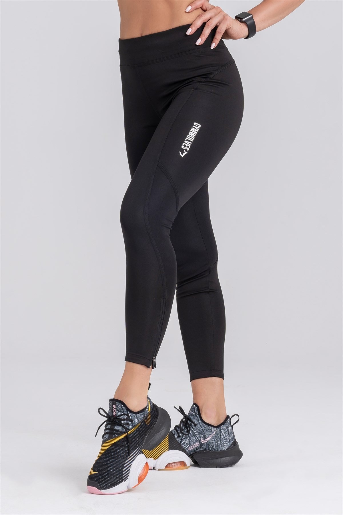 Gymwolves Spor Tayt | Push Up Woman Sports Leggings | Siyah | Running Series |