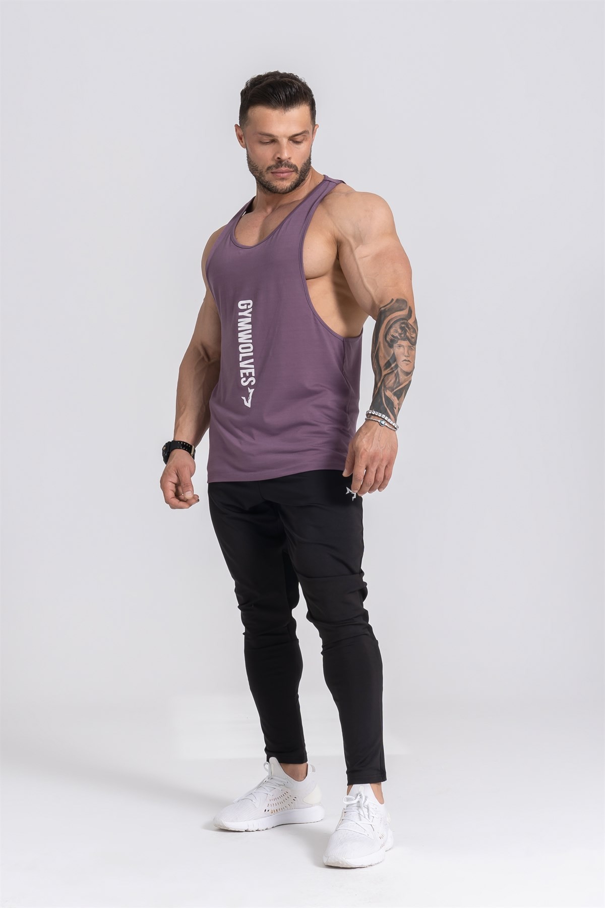 Gymwolves Spor Atleti | Stringer | Mor | Workout Tanktop | Comfortable Serisi
