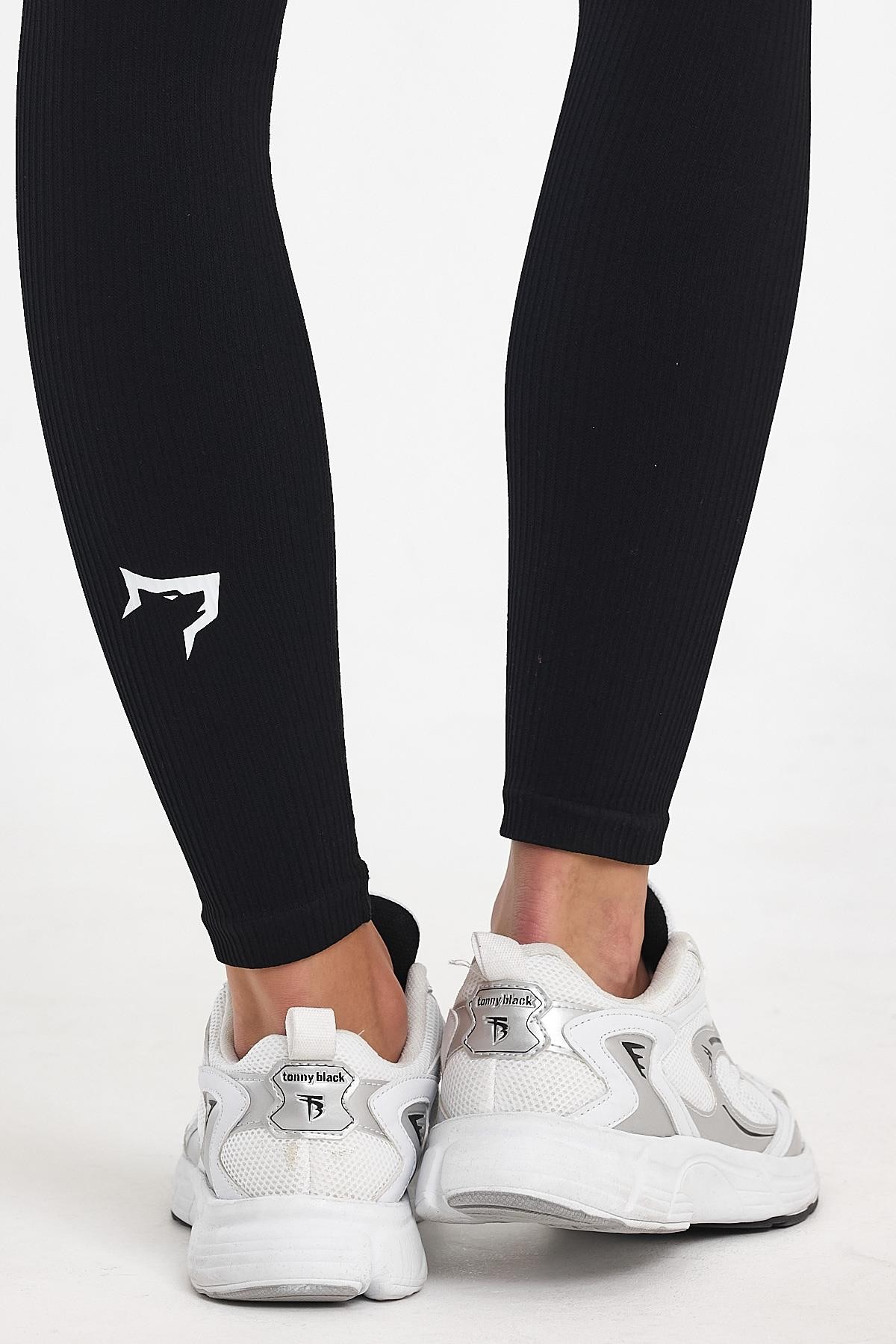 Gymwolves Dikişsiz Spor Tayt | Siyah | Seamles Leggings | Kalın Fitilli |