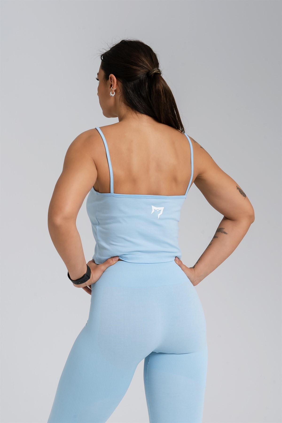 Gymwolves Askılı Body Crop Tops | Açık Mavi | Cotton Serisi |