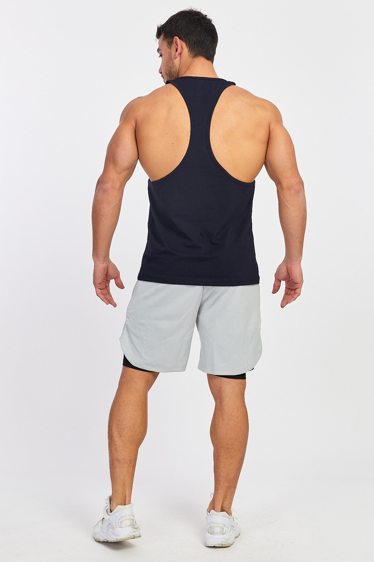 Gymwolves Erkek Spor Atleti | Stringer | Workout Tanktop | Lacivert | Wolf Serisi