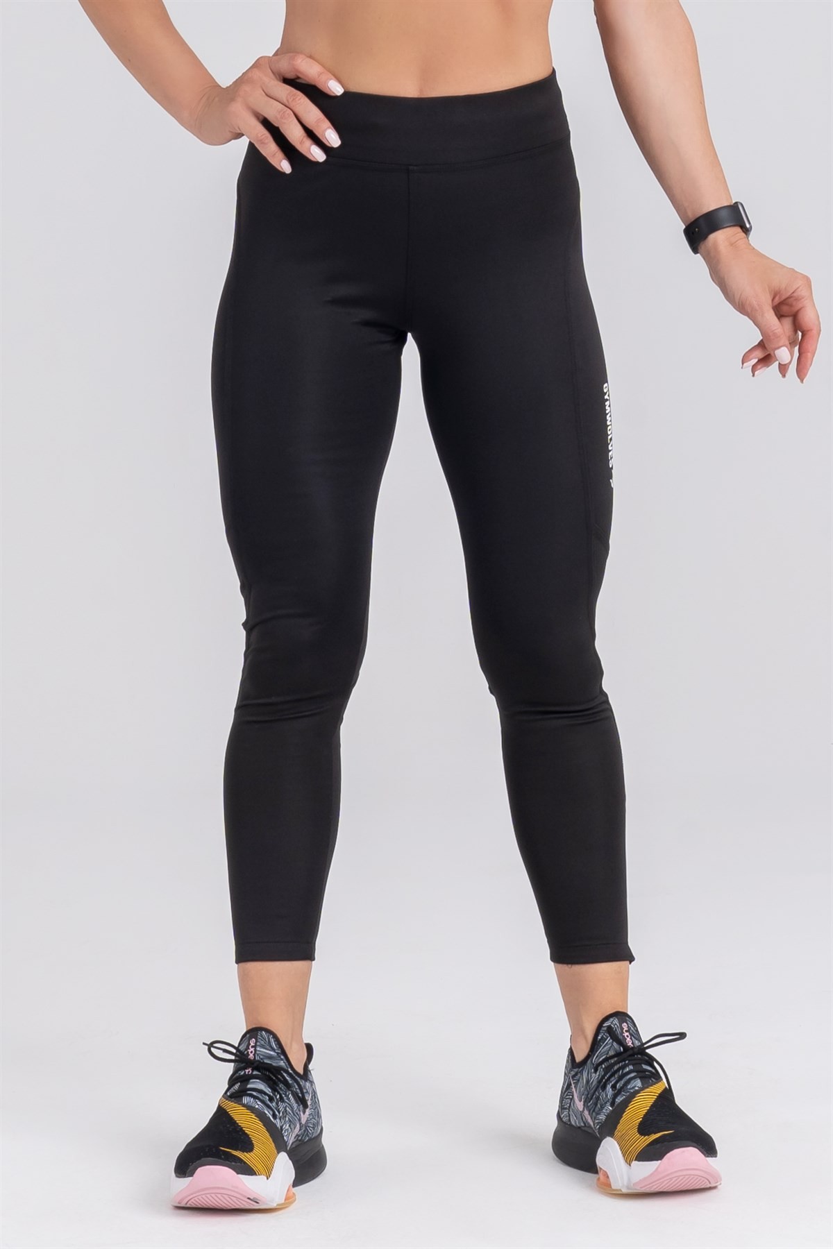 Gymwolves Spor Tayt | Push Up Woman Sports Leggings | Siyah | Running Series |