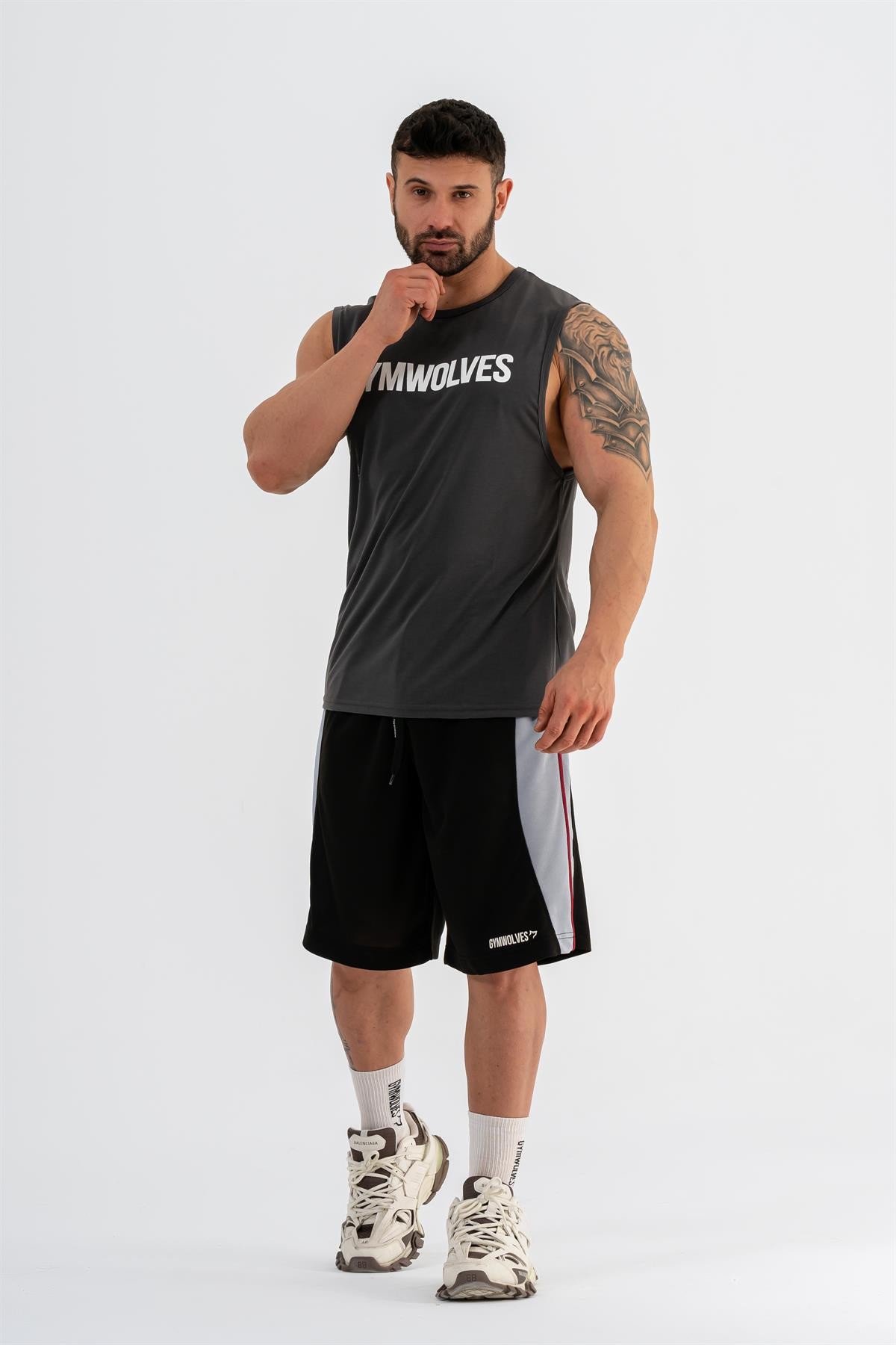 Gymwolves Erkek Kolsuz T-Shirt | Erkek Spor T-shirt | Workout Tanktop |