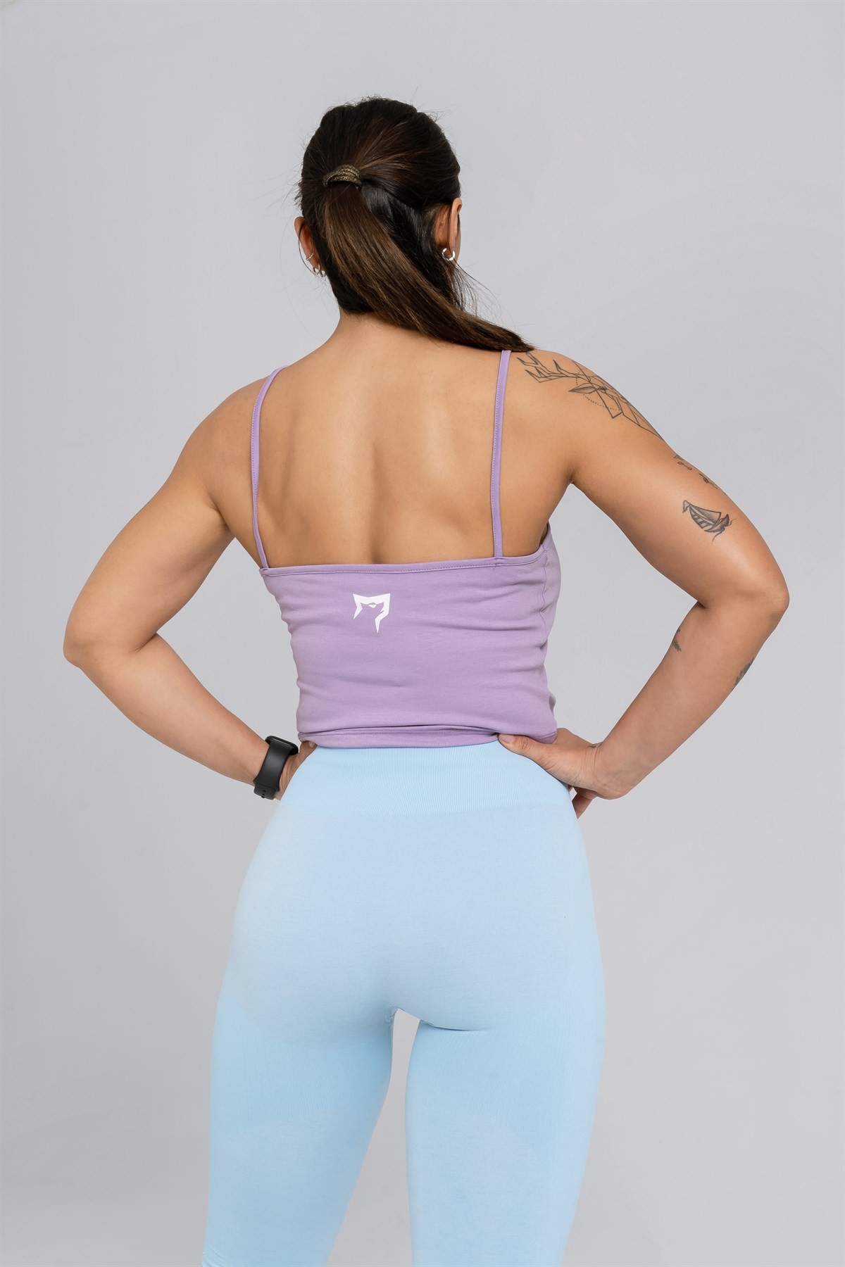 Gymwolves Askılı Body Crop Tops | Mor | Cotton Serisi |