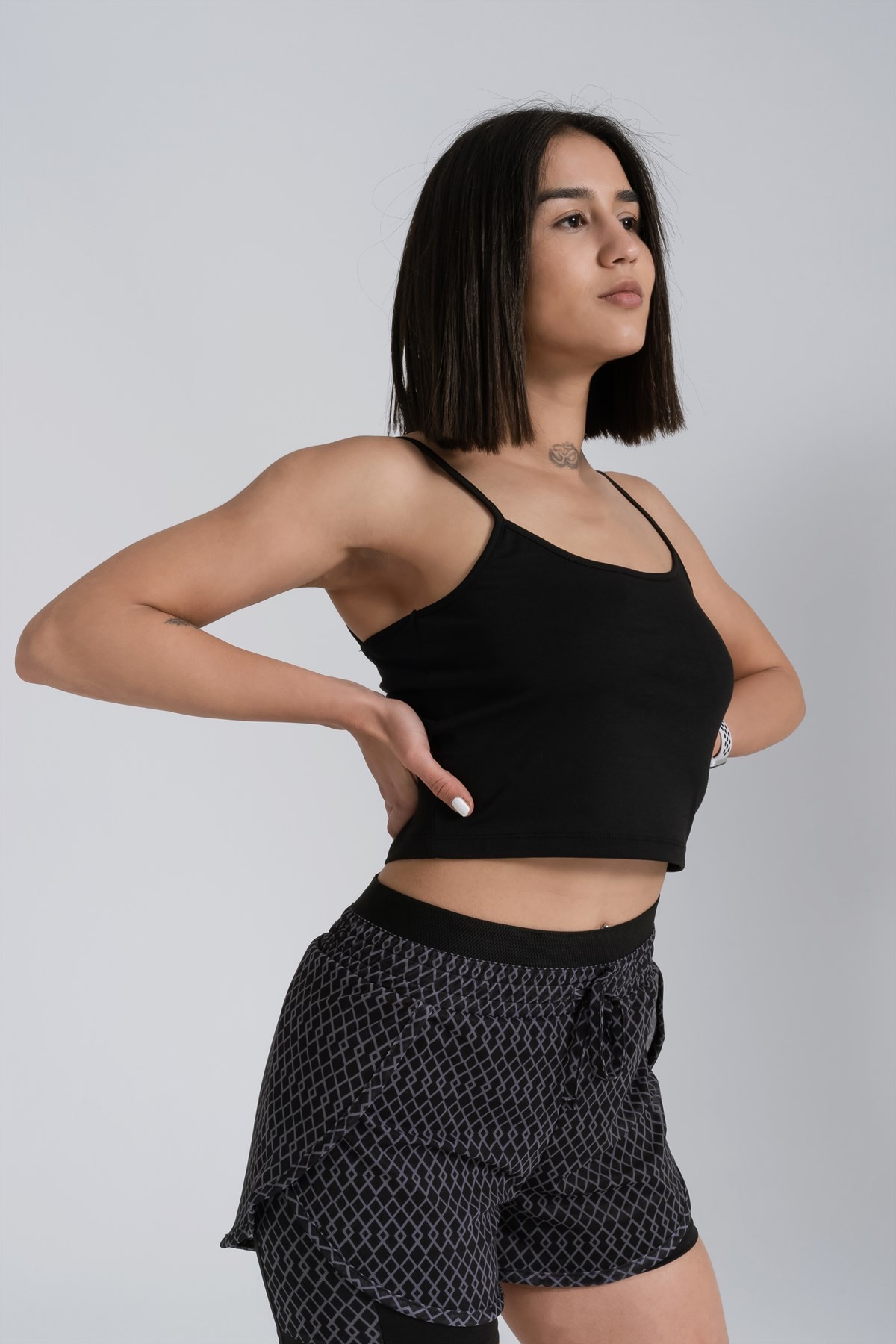 Gymwolves Askılı Body Crop Tops | Siyah | Cotton Serisi |