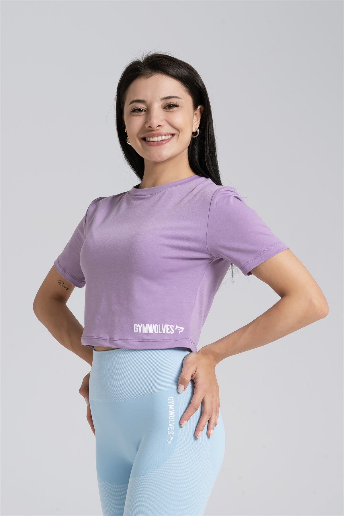 Gymwolves Kadın Body Crop Tops | Mor | Cotton Serisi |