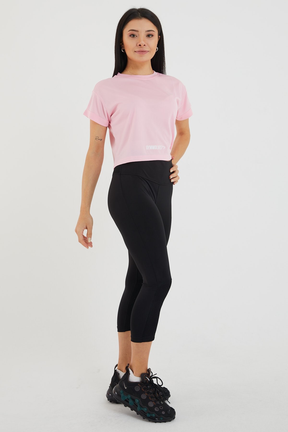 Gymwolves Kadın T-Shirt Crop | Pembe | Spor Tshirt |