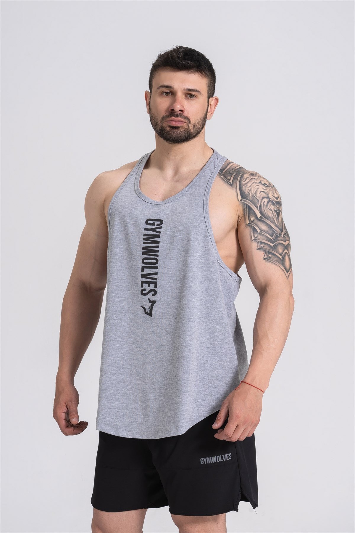 Gymwolves Spor Atleti | Stringer | Workout Tanktop | Gri | Comfortable Serisi
