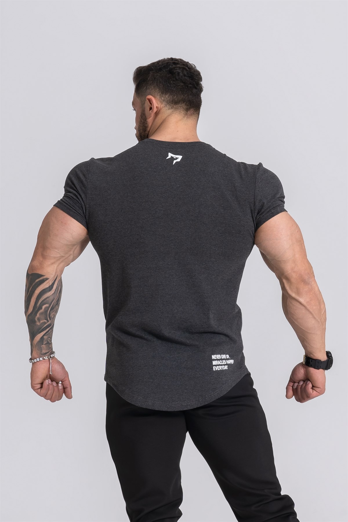 Gymwolves  Erkek Spor T-Shirt  | Siyah Melanj | Workout Tanktop |