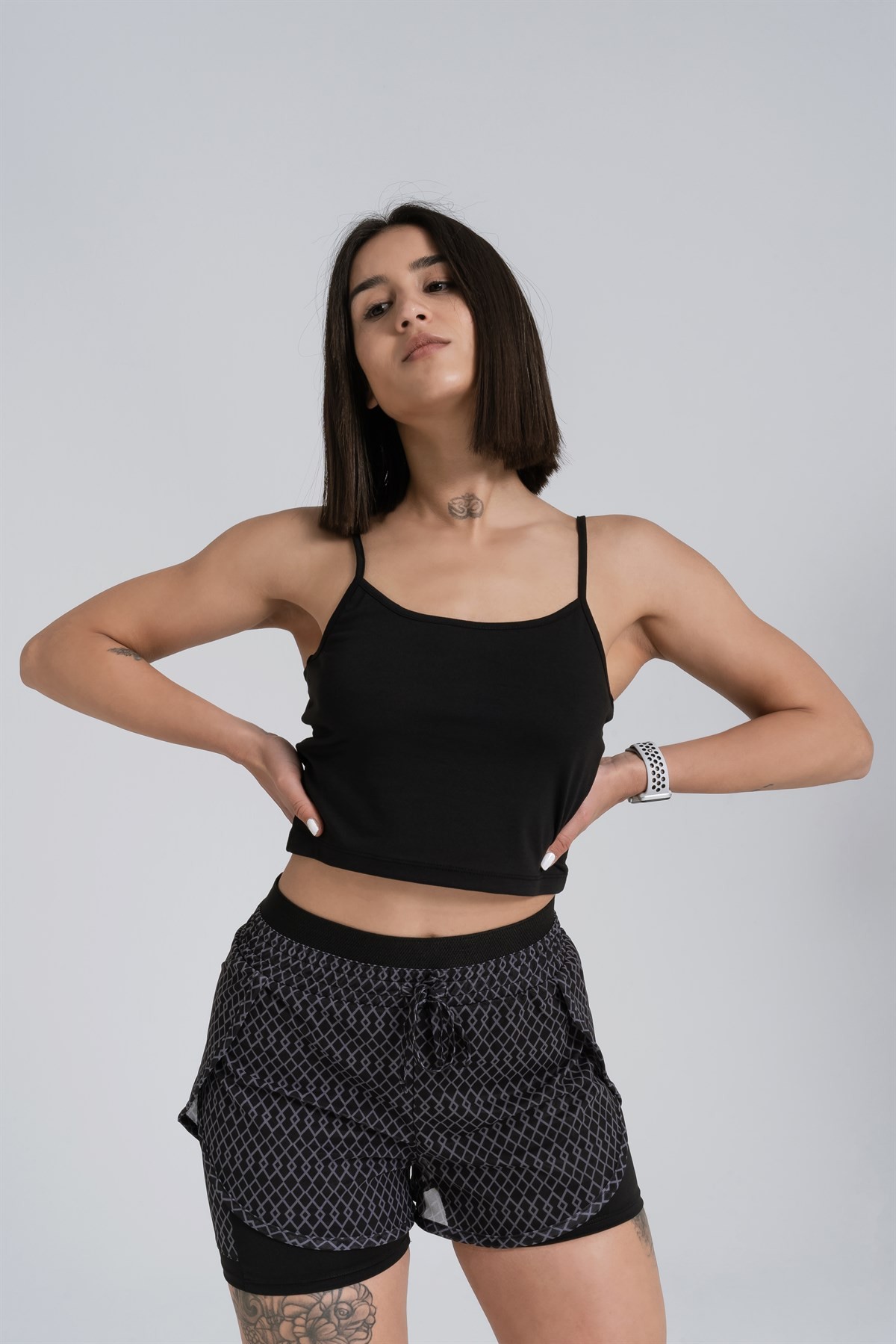 Gymwolves Askılı Body Crop Tops | Siyah | Cotton Serisi |
