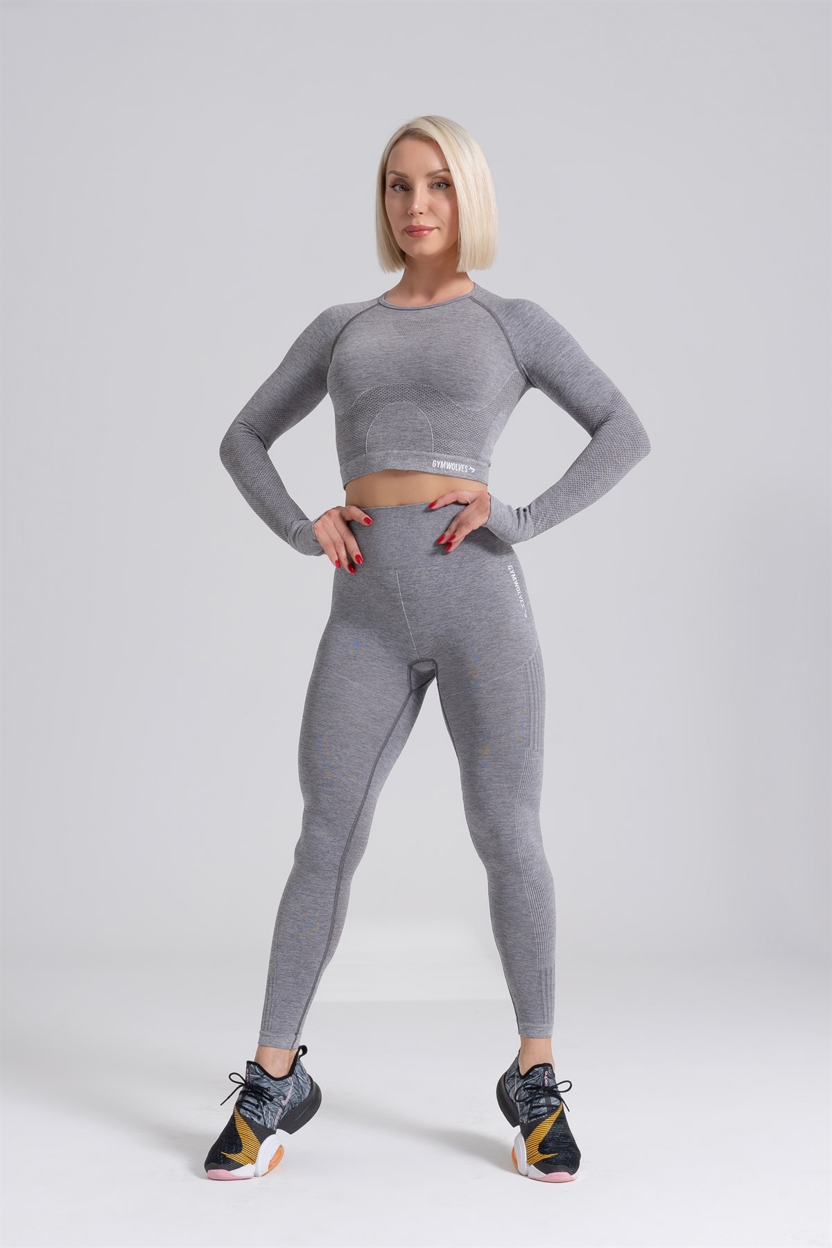 Gymwolves Kadın Uzun Kollu Dikişsiz Spor Tişört | Crop Top | Turuncu | Enerji Serisi |
