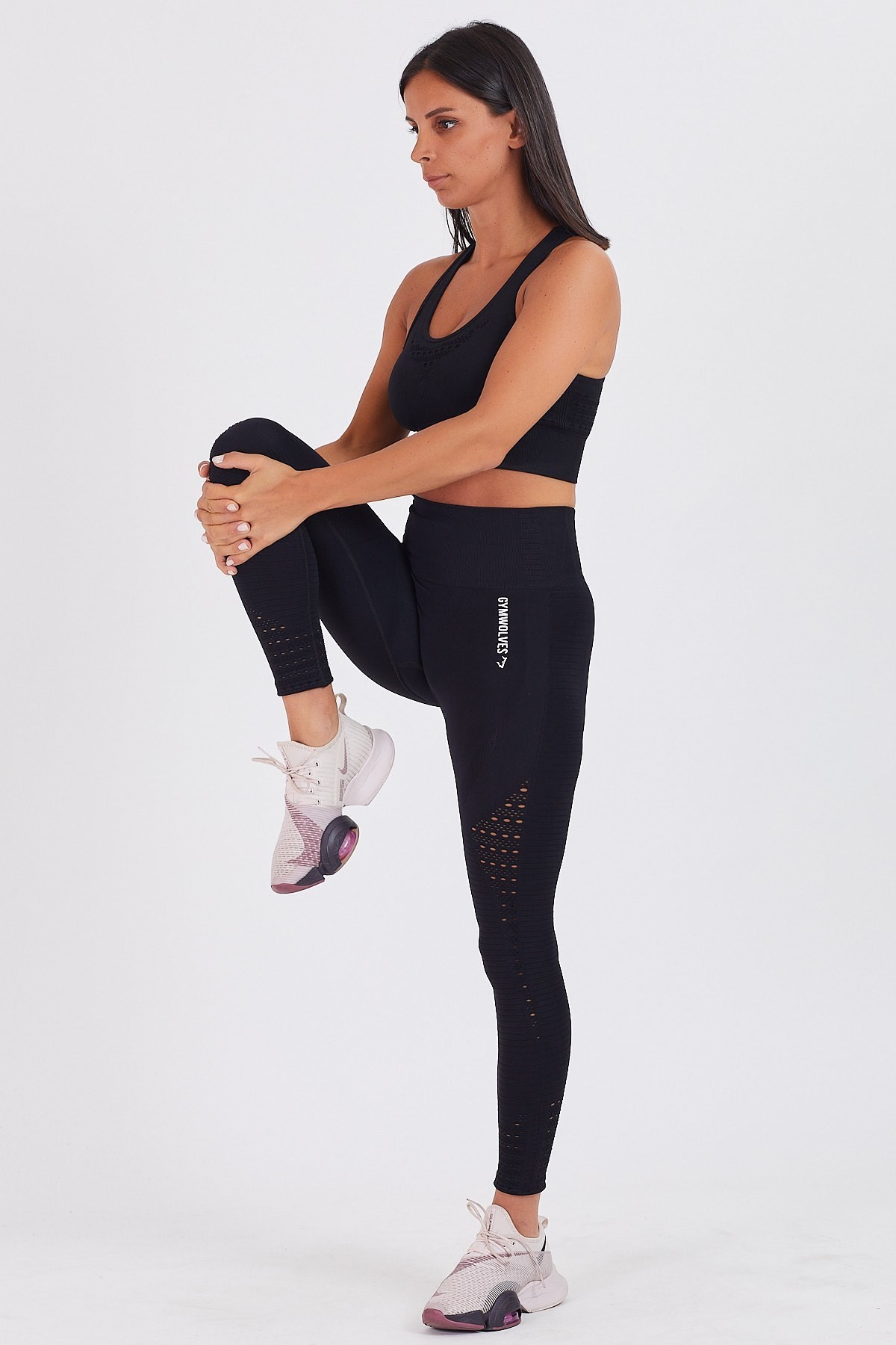 Gymwolves Dikişsiz Spor Tayt | Seamles Leggings | Siyah | Motive Serisi |