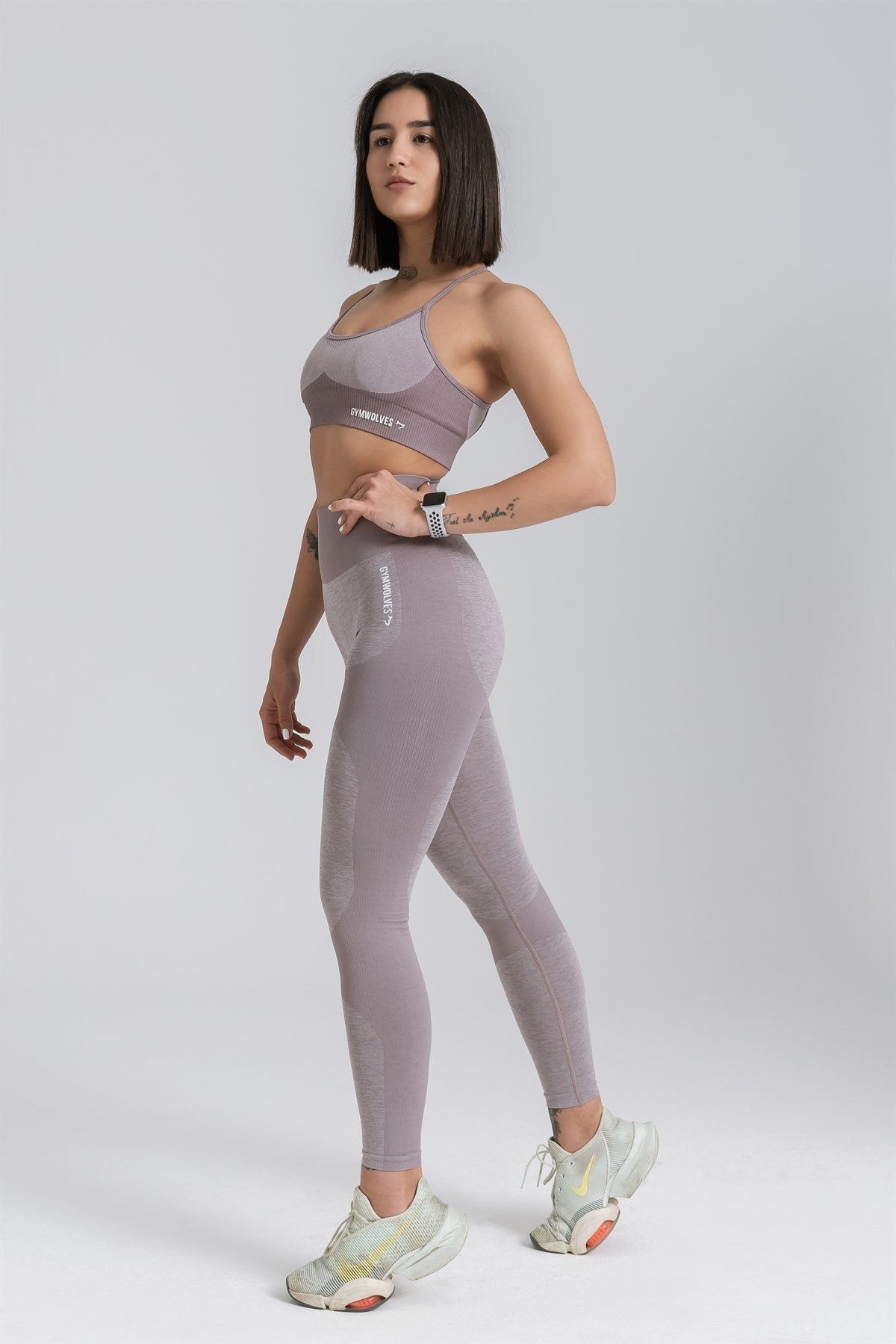 Gymwolves Dikişsiz Spor Tayt | Seamles Leggings | Kahverengi | Strong Serisi |
