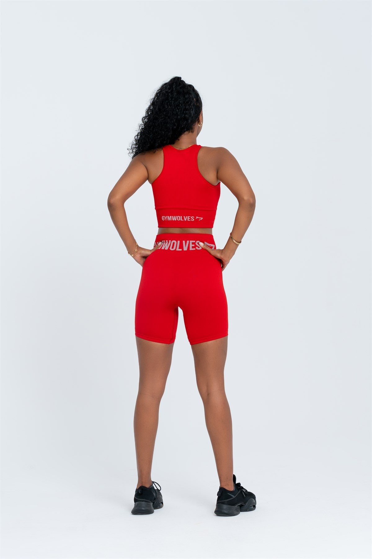 Gymwolves Kadın Halter Yaka Dikişsiz Spor T-Shirt | Kırmızı | Crop Tops |