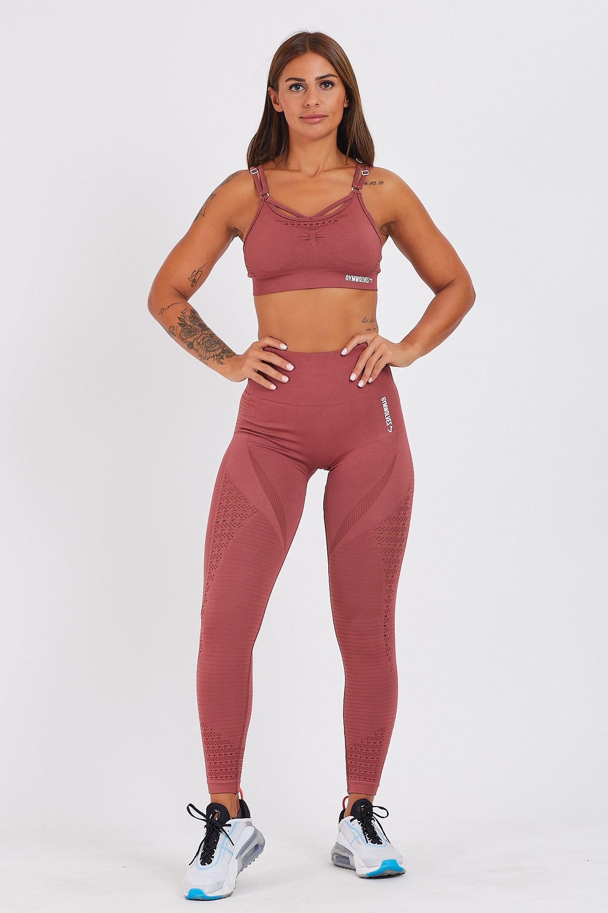 Gymwolves Dikişsiz Spor Tayt | Seamles Leggings | Koyu Kırmızı | Motive Serisi |