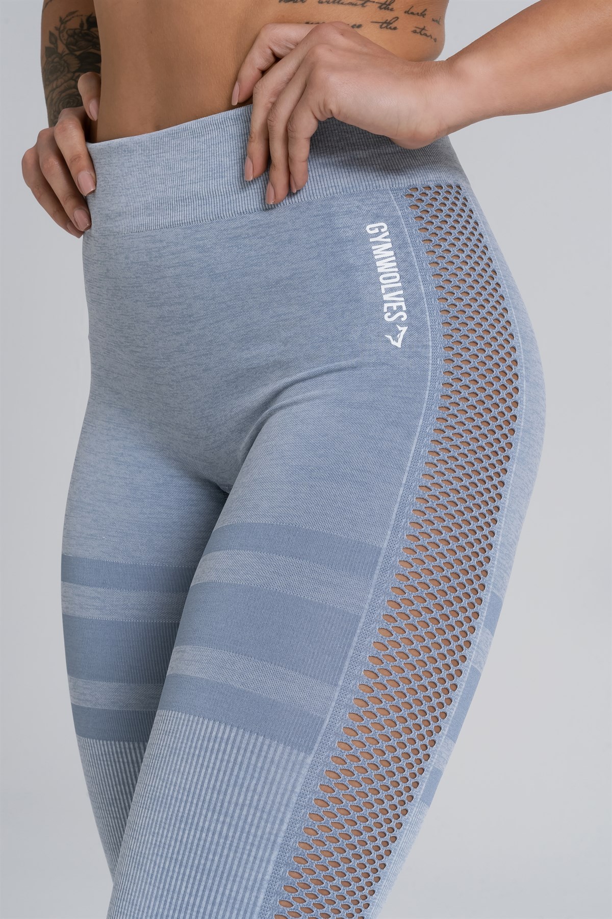 Gymwolves Dikişsiz Spor Tayt | Seamles Leggings | Açık Gri | Queen Serisi |