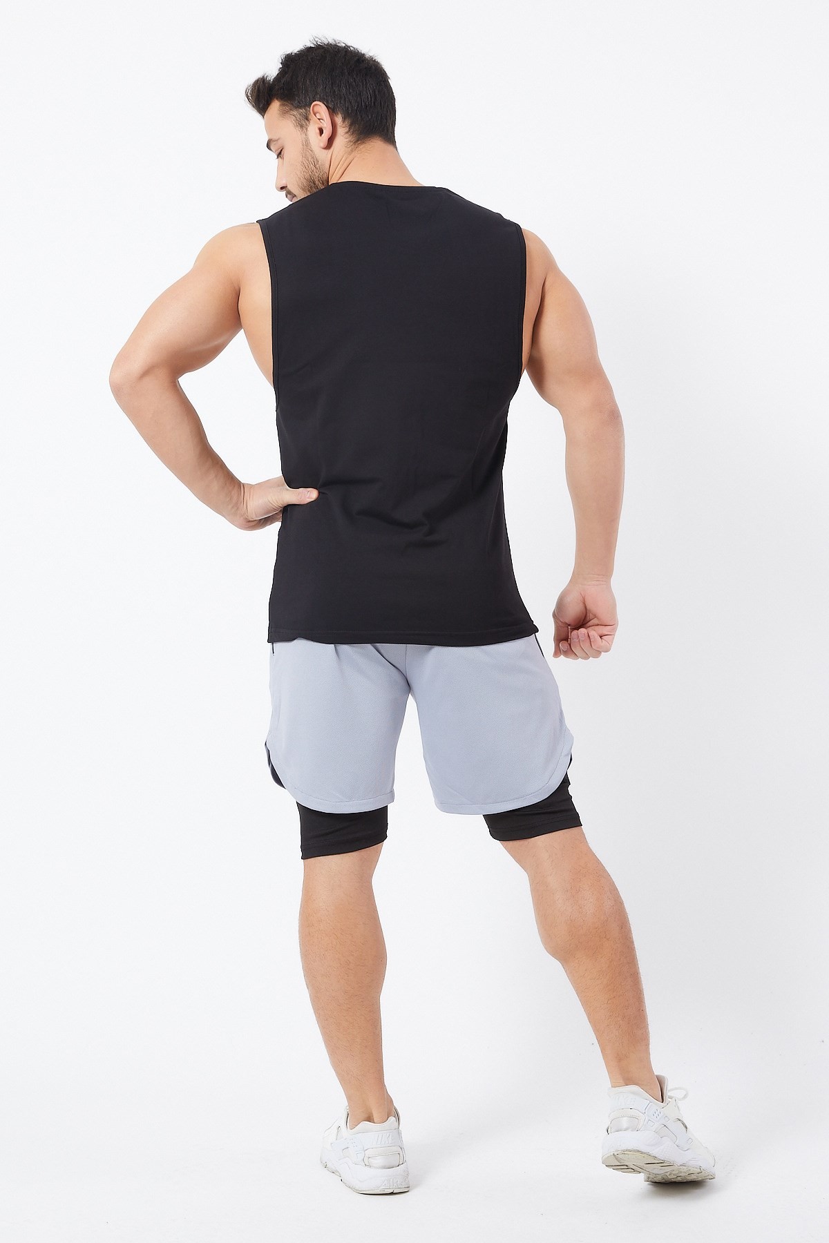 Gymwolves Erkek Kolsuz T-Shirt | Erkek Spor T-shirt | Siyah | Workout Tanktop |