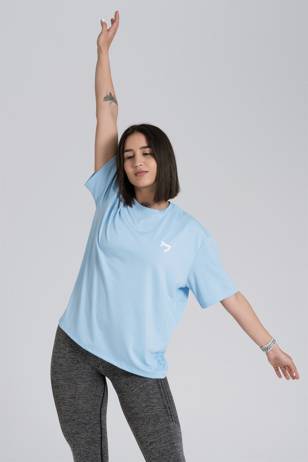 Gymwolves Oversize Kadın T-Shirt | Light Blue | Cotton Serisi |