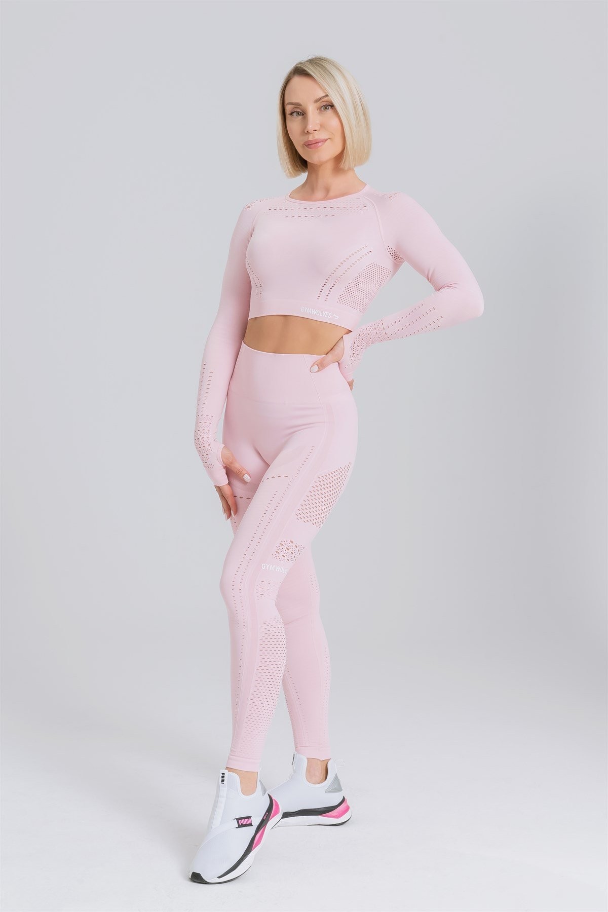 Gymwolves Dikişsiz Spor Tayt | Seamles Leggings | Toz Pembe | Aktive Power Serisi |