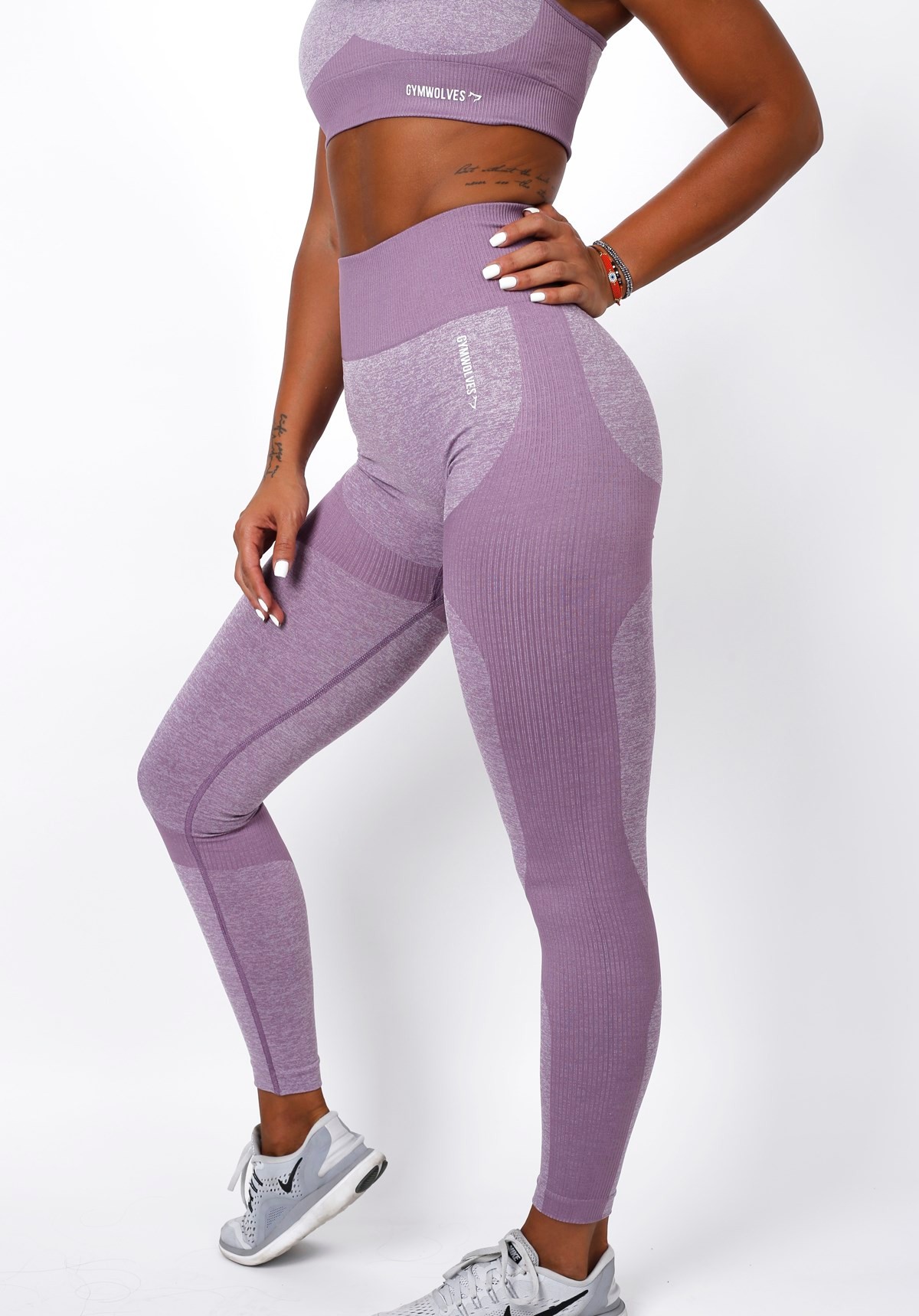 Gymwolves Dikişsiz Spor Tayt | Seamles Leggings | Mor | Strong Serisi |